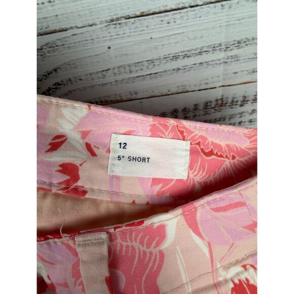 GAP 5” Chino Short Pink Floral 12 Resort Vacation Bright Summer Stretch Coastal - Picture 4 of 9